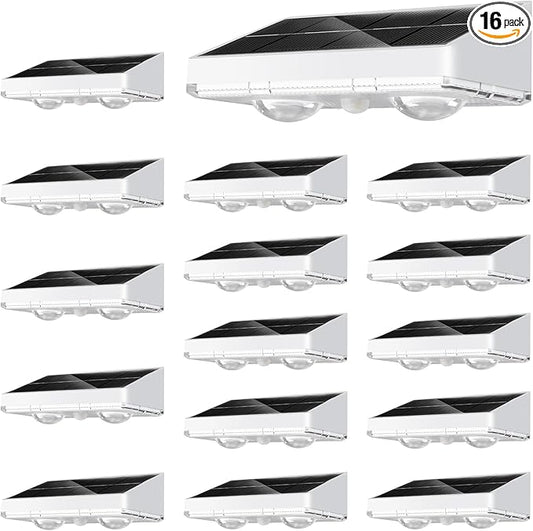 NIORSUN Solar Fence Lights,16 Pack Solars Deck Light,Warm White Color,Outdoor Bulb Waterproof Led IP65,Power Patio Lamp with Lenses for Outside/Backyard/Railing/Yard(White) NIORSUN