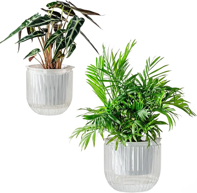 Melphoe Self Watering Pots for Indoor Plants Planter, 6.5/5.3 Inch 2 Pack Planters Self Watering Plant Pots for Flower, Houseplants, Succulent, African Violets and Cactus with Drainage Melphoe