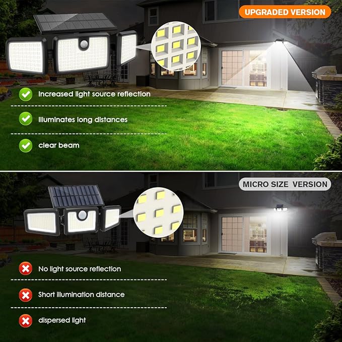 Solar Lights Outdoor, Quick Charge Solar Motion Deck Lights Outdoor for Deck with 158LEDs High Brightness, Larger Built-in Tempered Glass Panel, Sensitive PIR Motion Inductor (Remote,1 Pack) MIHANI