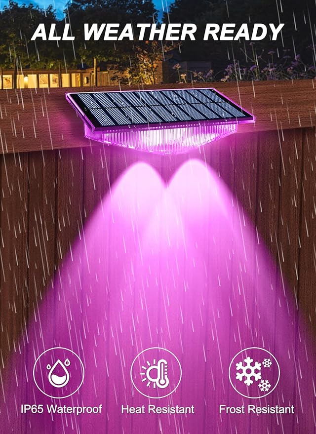 Solar Fence Lights, Fence Light Solar Powered with 6 RGB Colors & Warm White & Cool White, Waterproof Bright Backyard Fence Solar Outdoor Lights for Outside Deck Wall Step Patio Pool(12 Packs) CREPOW