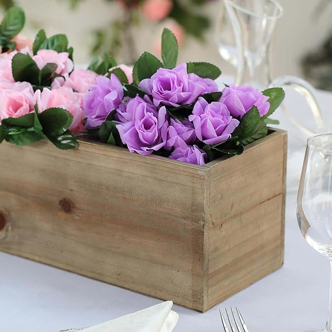 Efavormart 30"x6" Natural Wood Planter Box with Plastic Liner, DIY Rustic Rectangle Wooden Box for Succulents, Long Wedding Table Centerpieces and Farmhouse Party Decor efavormart