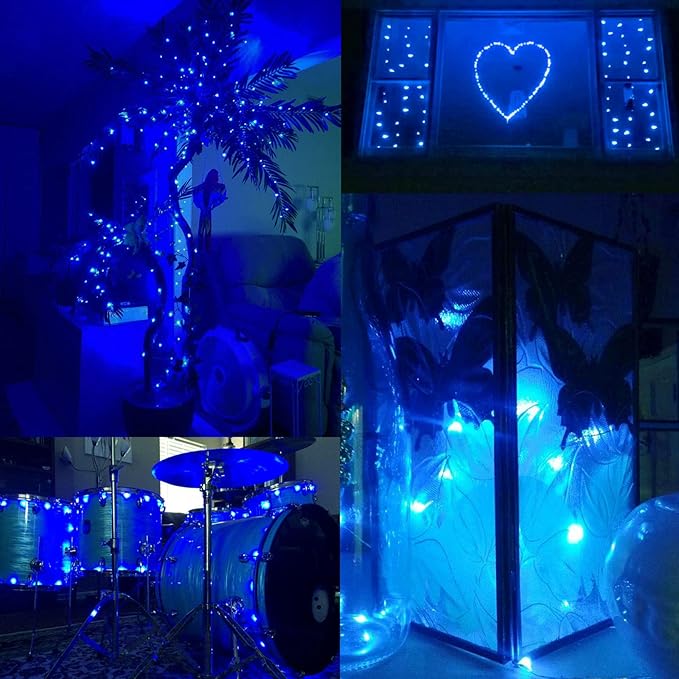 66Ft 200LED Fairy Lights Plug in, Waterproof String Lights Outdoor & Indoor 8 Modes with Timer, Christmas Light Bedroom Decor, Twinkle Light for Girl's Room Garden Christmas Decorations (Blue) BHCLIGHT