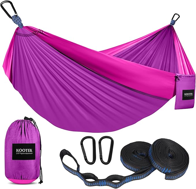 Kootek Camping Hammock, Portable Hammocks with Tree Straps & Attached Carry Bag, Camping Essentials Gear, Perfect for Outside Indoor Hiking Beach Backpack Travel Kootek