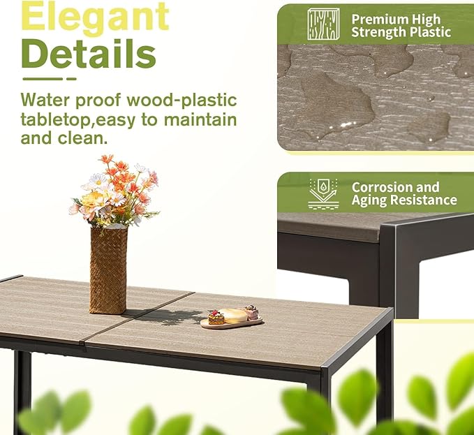 Homall Patio Dining Set 7 Pieces Outdoor Furniture with Large Table and 6 Textilene Chairs for Porch, Poolside, Yard and Garden, Brown Homall