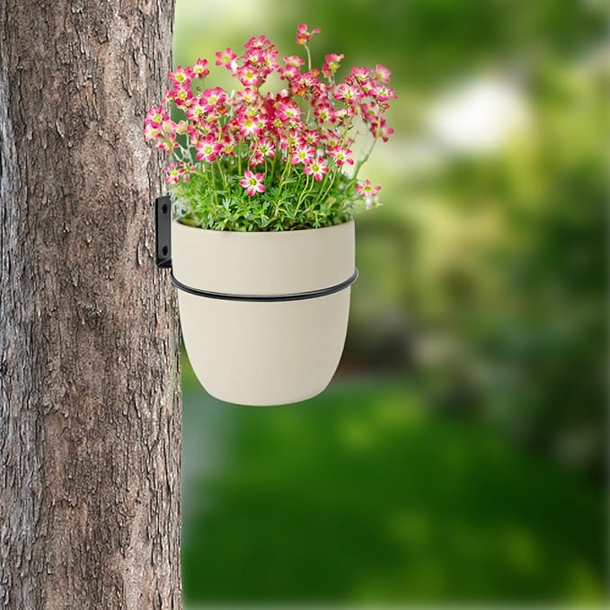 6 Pack 6 Inch Wall Flower Pot Holder Ring Plant Hanger, Metal Planter Hooks Wall Mounted Bracket Heavy Duty for Outdoor Indoor Greemov