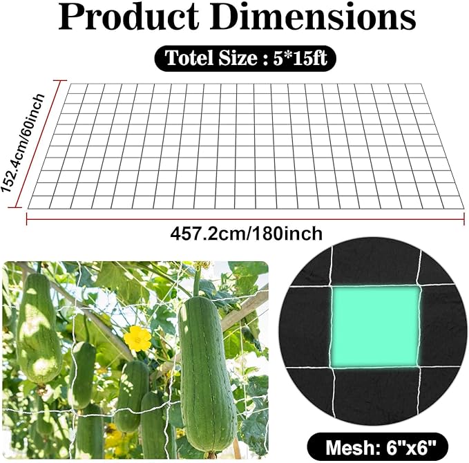 Sukh Garden Plant Trellis Netting - 3 PcsTrellis Net Polyester Trellis Netting Garden Square Mesh for Climbing Plants Fruits Vegetables VinesGrow Tents Sukh