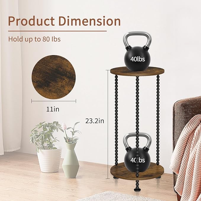 YINMIT Plant Stand Indoor, 2 Tier Small Plant Stand, 23" Tall Metal Spindle Poles Plant Stands, Corner Flower Pot Stand, Plant Tables Indoor, Planter Pot Holder for Balcony Garden Patio Living Room YINMIT