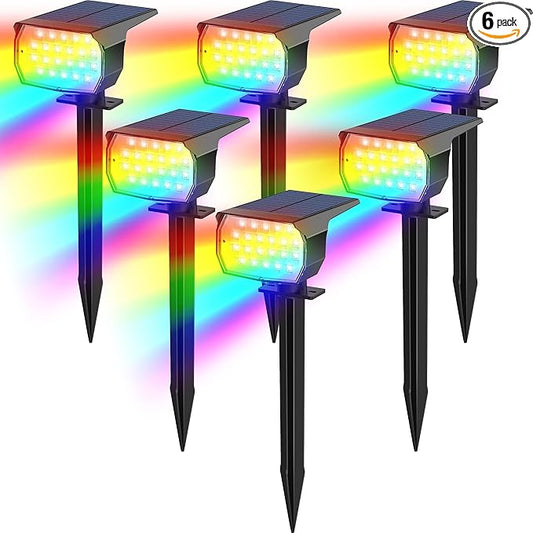 Solar Color Changing Spot Lights Outdoor Waterproof Colored RGB Solar Powered Landscape Lights for Yard 7 Lighting Modes Multicolor Solar Spotlights for Pathway Garden Outside (6 Pack) TadyrealSolarLights