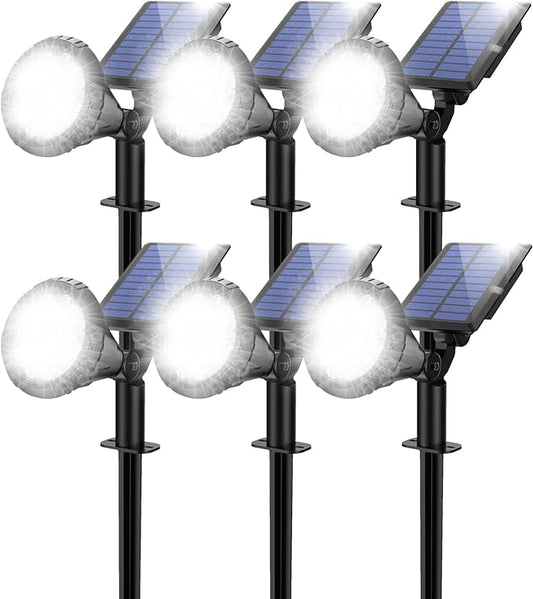 Solar Spot Lights for Outside, 21 LED Outdoor Solar Lights for Yard, 6 Pack Solar Spotlights Waterproof Auto On/Off for Landscape, Wall, Garden, Pool, Tree, Pathway and Driveway(White) NBKLS