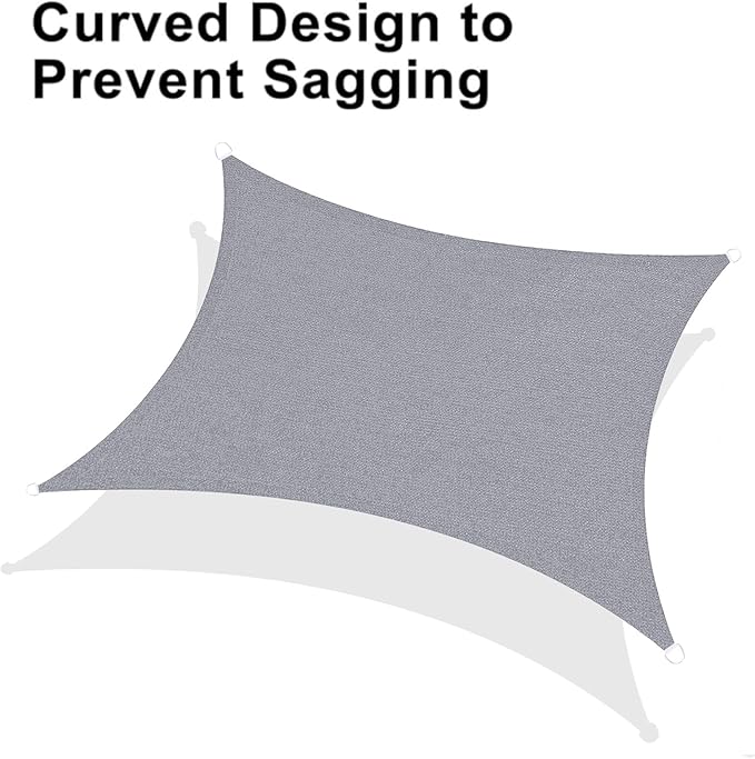 LOVE STORY Custom Size 4'x8' Silver Grey Sun Shade Sail Rectangle UV Block Canopy Patio Sail Sunshades Fabric for Outdoor Garden Carport (We Make Custom Size) LOVESTORY