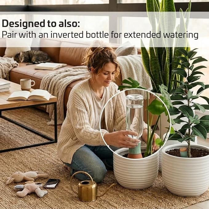 Ollas Plant Watering Globes - Terracotta Self Watering Planter Insert - Watering Bulbs for Indoor and Outdoor Plants with Easy Top Refill System - Set of 4 (Jade Green) AzenGarden
