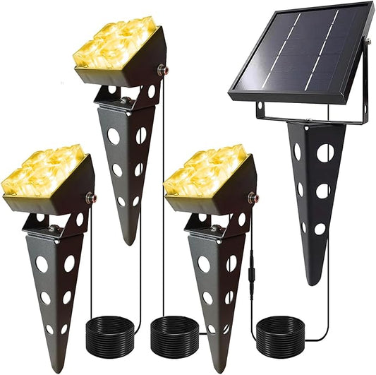 Solar Spotlights Outdoor Waterproof IP65 Landscape Spot Lights with Metal Stake 42ft Cable 3-in-1 Warm White Auto On/Off Dusk to Dawn Flag Pole Uplights for Fence Pathway Trees Garden Yard Sunlife