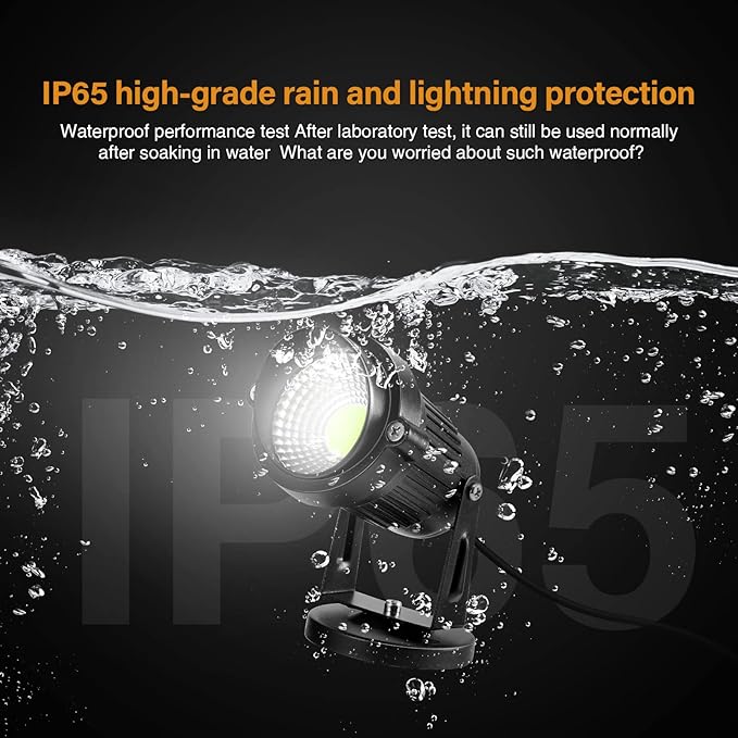 LemonBest Landscape Lights - 5W 110V Outdoor Spotlight - Waterproof IP65-3000K Cool White LED Landscape Lights - 5ft Cable for Yard Garden Patio Driveway House (Include Spike) (4 Pack) LemonBest