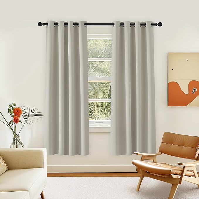NICETOWN Room Darkening Curtain for Living Room - Energy Saving Thermal Insulated Grommet Room Darkening Curtain/Drape for Bedroom (1 Panel, 46 by 72, Natural) NICETOWN