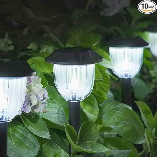 AOSEA 12000K 10 Pack Solar Lights Outdoor IP65 Waterproof,LED Solar Lights for Outside,Landscape Lighting,Garden Decorative for Yard,Patio,Landscape,Walkway,Sidewalk,Driveway,Lawn (Cold White) AOSEA