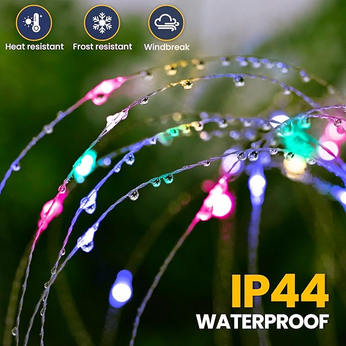 GIGALUMI Garden Decor Outdoor Lights 120LED 2Pack, Solar Garden Lights for Christmas Outside Fairy Firework Decorative,Solar Powered for Yard Pathway Flowerbed Planter Balcony Patio Decor (Multicolor GIGALUMI
