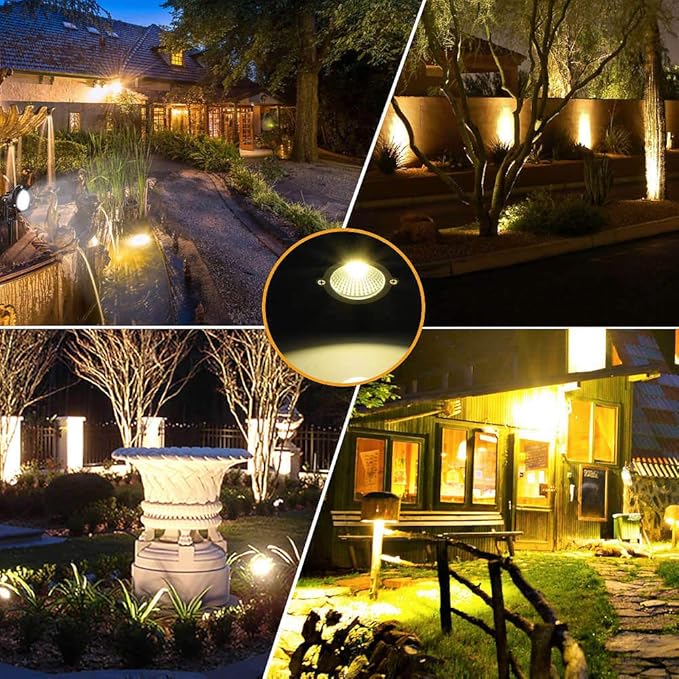 Romwish 120V Landscape Spotlights, Outdoor Landscape Lighting for Yard, 3000K Warm White Landscaping Lights with Stake, 5W IP65 Waterproof Flag Spotlight for House Garden Lawn Decorative (6 Pack) ROMWISH