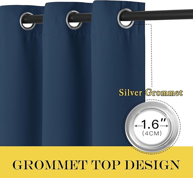 NICETOWN Blackout Curtains for Sliding Glass Door Room Divider Noise Reduce Curtain Panel Portable Window Screen Sliding Partition, W100 x L102 inches, 1 Panel, Moroccan Blue NICETOWN