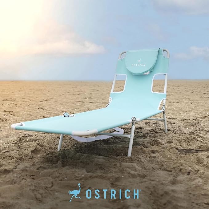 Ostrich 72 by 22 Inch Versatile Chaise Lounge Portable Reclining Lounger, Outdoor Patio, Beach, Lawn, Camping, or Pool Tanning Chair, Aqua OstrichProducts