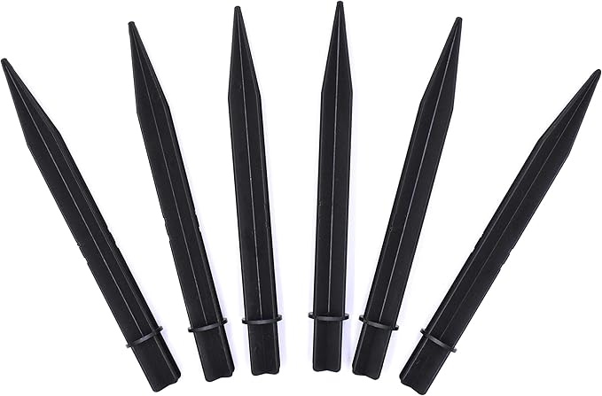 Aliotech 6Pcs 8.25 Inch Reinforced Ground Spikes, Solar Lights Spikes, ABS Plastic Lights Replacement Stakes, Ideal for Solar Pathway Lights Garden Lights Torch Lights(Inside Diameter 0.83 Inches) Rootora