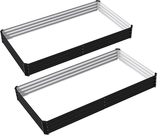 8x4x1ft(2 Pack) Raised Garden Beds Outdoor Kit, No Support Rod, Metal Raised Garden Beds for Vegetables,Fruits,Herb,Flower,Black kingddeergardenbed