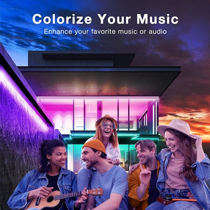 DAYBETTER Outdoor Led Strip Lights Waterproof, Smart LED Lights Work with Alexa and Google Assistant, WiFi App Control DIY Multiple Color Changing Lights Music Sync, LED Lights for Bedroom 32.8 ft DAYBETTER