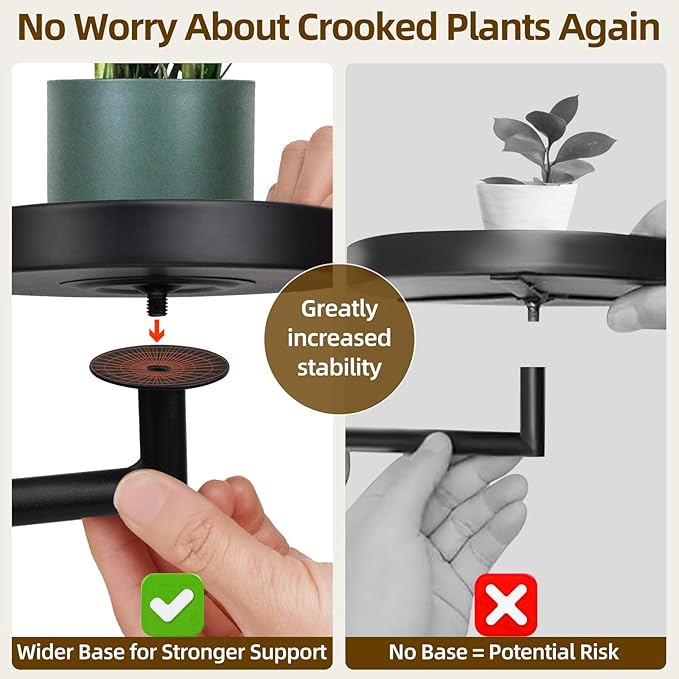 Rotating Window Plant Shelves with Adjustable Knobs, 3 Tiers Metal Wall Shelf for Plants Indoor, Sturdy Hanging Plant Holder, Window Wall Decor & Gardening Gifts (Black) Rootora