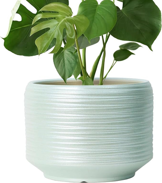 10 Inch Ceramic Plant Pot with Drainage – Large Flower Pot for Indoor Outdoor Plants, Modern Decorative Planter for Patio, Balcony, Garden, or Home Decor Bestseler