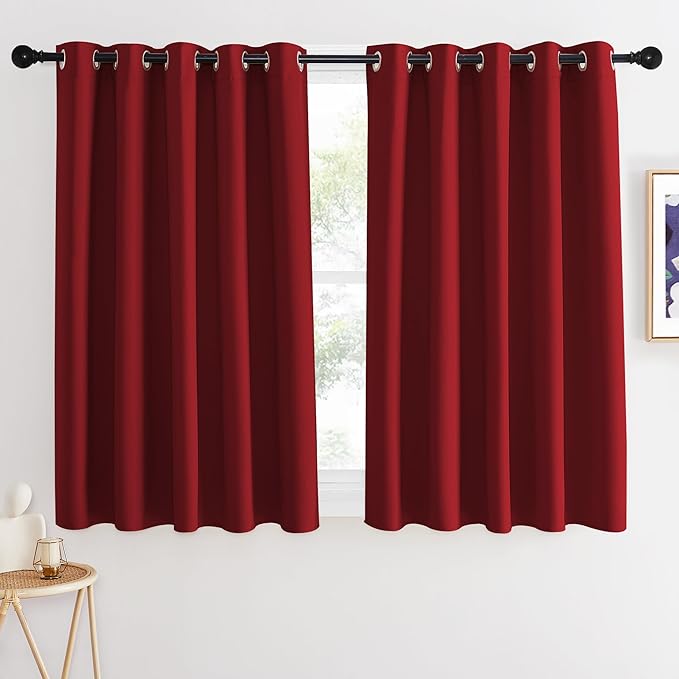 NICETOWN Blackout Curtains 54 Inches Long, Thermal Insulated Room Darkening Curtains for Bedroom, Window Treatment Drapes for Living Room Nursery (W66 x L54 Inch, Burgundy Red, 1 Panel) NICETOWN