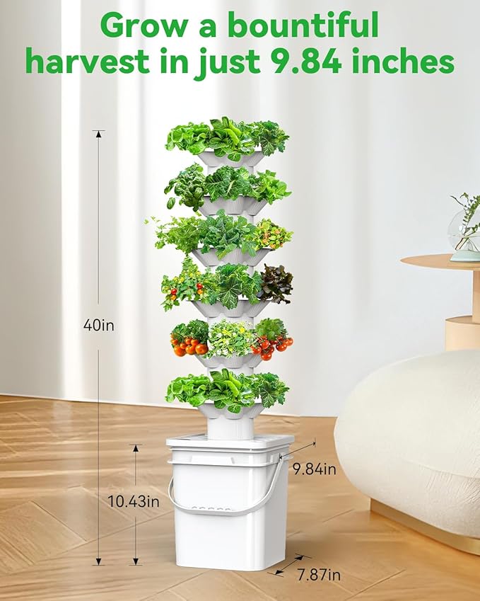 Vertical Hydroponics Growing System Kit, Indoor Outdoor Gardening System Kits, Herb & Fruits Growing Hydroponic Tower, 6 Layers (36 Pods) sjzxuv