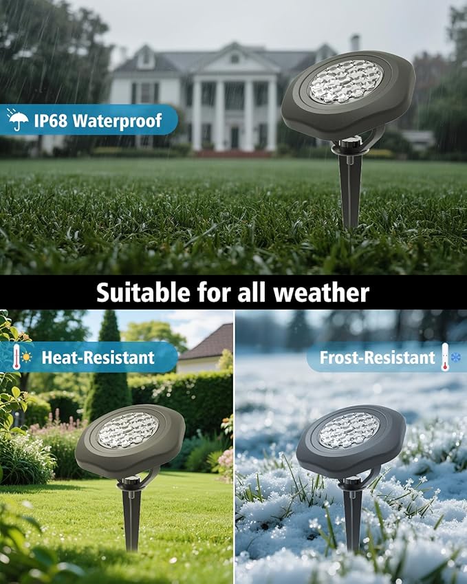CORESLUX Solar Spot Lights Outdoor Waterproof IP68, 3-in-1 LED Cool Light Solar Landscape Lights, 2 Light Modes Landscape Path Lights for Outside Garden Yard Pond Pathway CORESLUX