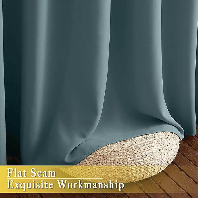 NICETOWN Blackout Curtain for Sliding Door, Patio Door Curtains, Grommet Thermal Insulated Room Divider Curtain Drape for Living Room/Bedroom (Greyish Blue, W80 x L84, 1 Panel) NICETOWN