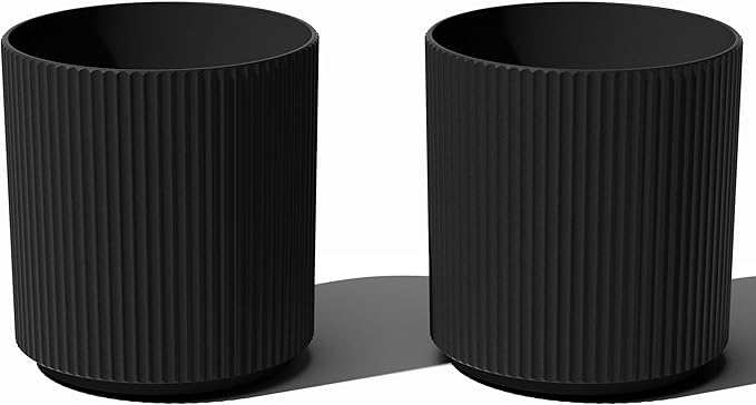 Veradek Round Demi Planter Pots for Indoor/Outdoor Garden Use, Made from Plastic-Concrete Mix with Drainage Holes, Perfect for Small to Large Succulent Plants, Flowers, Modern Interior Plants VeradekOutdoor