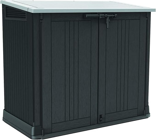 Keter Store-It-Out Prime 4.3 x 3.7 ft. Outdoor Resin Storage Shed with Easy Lift Hinges, Perfect for Yard Tools, Pool Floats and Garden Accessories, Black Keter