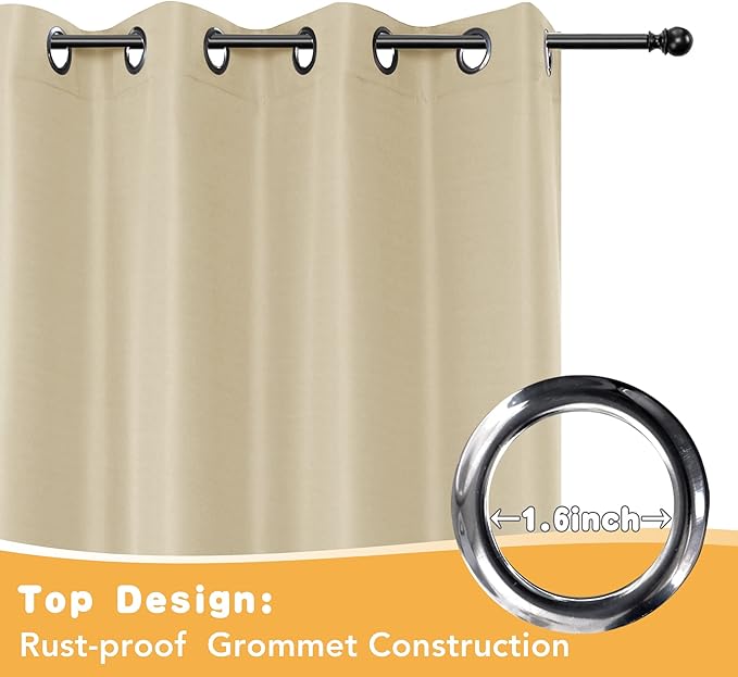 HolidayIdeas Extra Wide Outdoor Curtains for Patio Waterproof, 4 Panels - 110 x 95 Inch - Privacy & Light Filtering Curtains Cream Grommet Outside Curtains for Porch, Gazebo, Pergola, Backyard HolidayIdeas