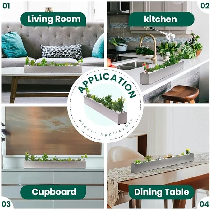 Trough Rectangle Planter Long Window Sill Planter Box Stainless Steel Window Planters Modern Succulent Planter Slivery 32 in Metal Windowsill Pot for Indoor Plants Herb Table Home Outdoor GZGNEEVL