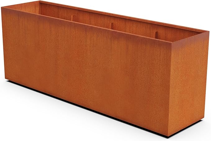 PLANTERCRAFT Corten Steel Planter Rectangle Outdoor Metal Garden Box Heavy Duty | Made in USA | Fully Assembled Plantercraft