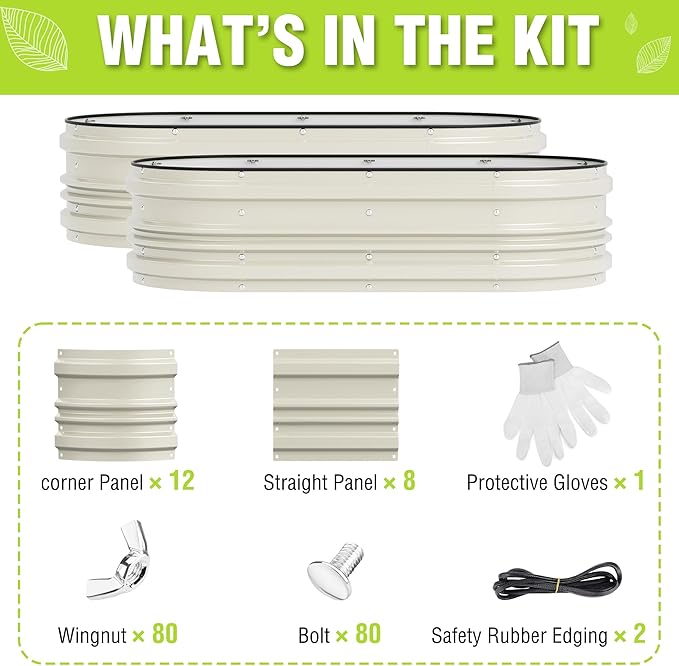 WORKPRO 2PK 4x2x1ft Outdoor Galvanized Raised Garden Bed Kit, Rust & Corrosion Protection, Easy Assembly, Safe Edge, Ideal for Vegetables & Flowers, White WORKPRO