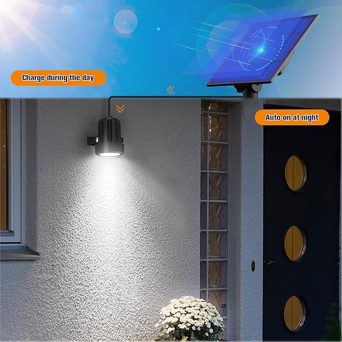 APONUO Solar Spot Lights Outdoor 6-in-1 Solar Landscape Lights Dusk to Dawn Solar Uplights IP65 Waterproof 9.8ft Cable Outdoor Spot Lights for Yard Pathway Garden Tree Decoration (Cool White) APONUO