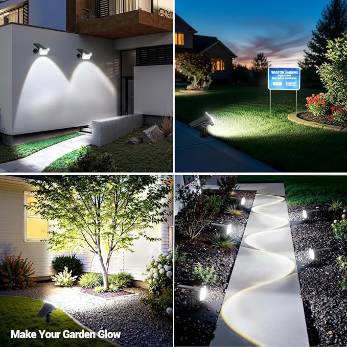 WdtPro Solar Spot Lights Outdoor Waterproof, Bright Solar Lights Outdoor with 16 Extra-Large LEDs, 3 Modes Landscape Spotlights, 2-in-1 Solar Powered Light for Yard Flag Garden, 10 Pack, Cool White WdtPro