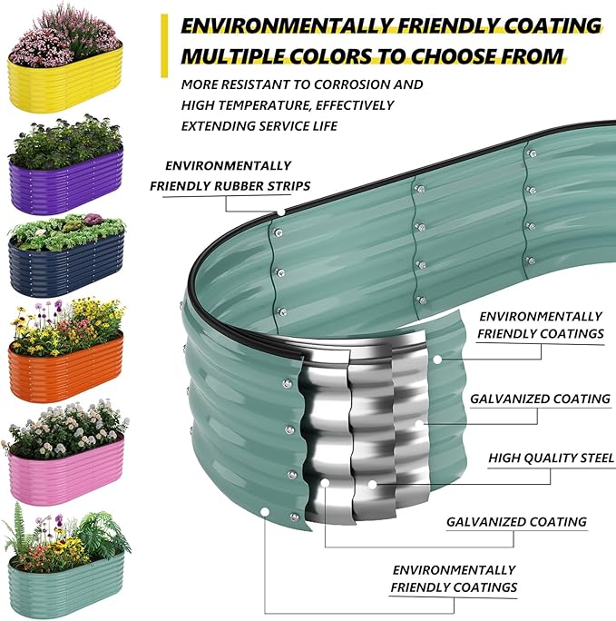 Galvanized Metal Planter Raised Garden Bed Kit for Gardening Outdoor，6x3x2ft Planter Grow Garden Box Raised Flower Bed，Long Vegetable Clearance Herb Raised Garden Beds For Container Gardening ZFHgarden