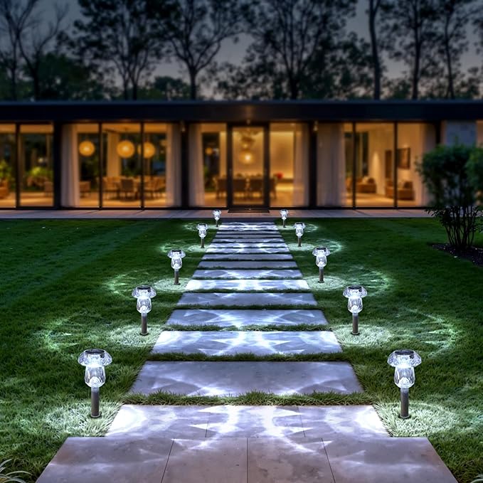 Mancra Solar Pathway Lights Outdoor, 8 Pack Mushroom Solar Lights Outdoor Waterproof Dusk to Dawn Solar Garden Lights for Yard Walkway Garden Decor, Cool White Mancra