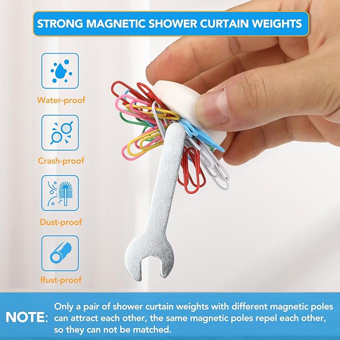 20 Pcs Shower Curtain Weights，Silicone Wrapped Heavy Duty shower curtain magnets，Curtain Weights Heavy Outdoor，Prevent Curtain Liner from Blowing Around, Work for Drapery, Flag, Tablecloth(10 Pairs) YixangDD