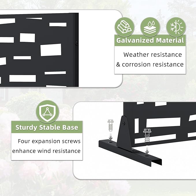Casaphoria 72" H x 47" W Arched Metal Privacy Screen - Elegant Freestanding Outdoor Screen for Deck, Patio & Balcony - Versatile Decorative Privacy Panels for Home & Garden Use (Black-Helen) Casaphoria