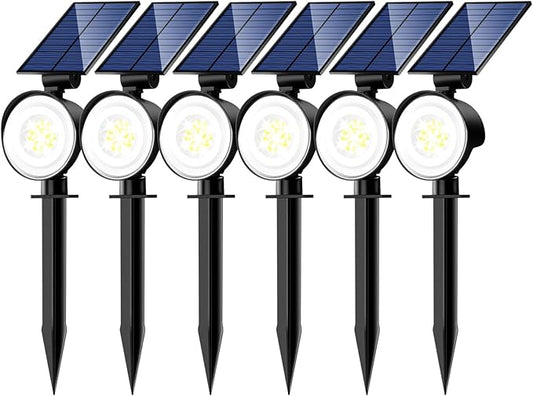 nipify 6 Pack Solar Spot Lights Outdoor Waterproof with 3 Modes, Solar Spotlight Light for Outside Yard Landscape Lighting Pathway Lights Wall,Cool White Nipify