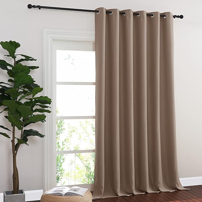 NICETOWN Blackout Sliding Glass Door Curtains, Room Darkening Thermal Insulated Curtains for Living Room Bedroom, Extra Wide Window Drapes, 1 Panel, W80 x L118, Cappuccino NICETOWN