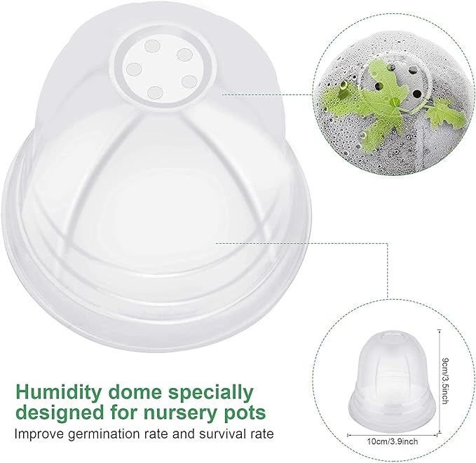 MIXC Plant Nursery Pots with Humidity Dome 4" Soft Transparent Plastic Gardening Pot Planting Containers Cups Planter Small Starter Seed Starting Trays for Seedling with 10pcs Plant Labels，30 Sets MIXC