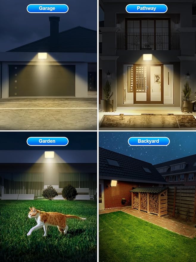 Solar Lights Outdoor Waterproof IP65, 172LED 9000K 3Modes Split Solar Motion Sensor Light Outdoor with Remote, Dusk to Dawn Solar Flood Lights outdoor for Yard,Patio,Garden,2 Pack (Warm White) Gusicil