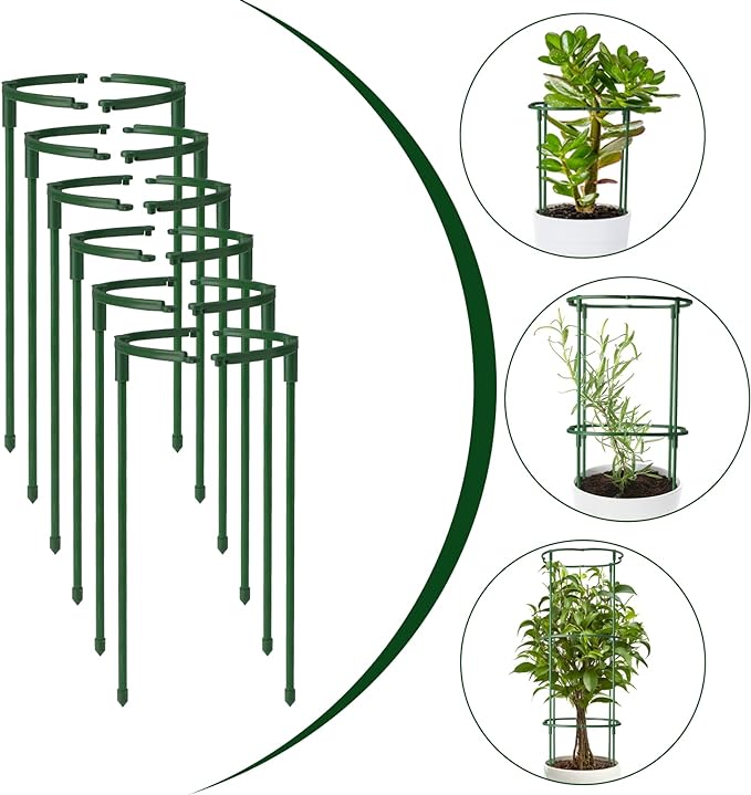 12Packs Plant Support Stake Half Round Plant Support, Stackable 3 Tier Garden Flower Support, Plant Stakes for Indoor Outdoor Plants for Tomato,Monstera, Peony, Hydrangea, Climbing Plants kulusion