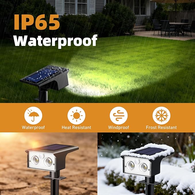 btfarm Solar Spot Lights Outdoor Waterproof, 12 Pack/3 Modes Motion Sensor Lights, Solar Powered Spotlights 2-in-1 Auto On/Off for Outside Pathway Yard Garden Landscape Lighting, Cool White btfarmdecorativelighting